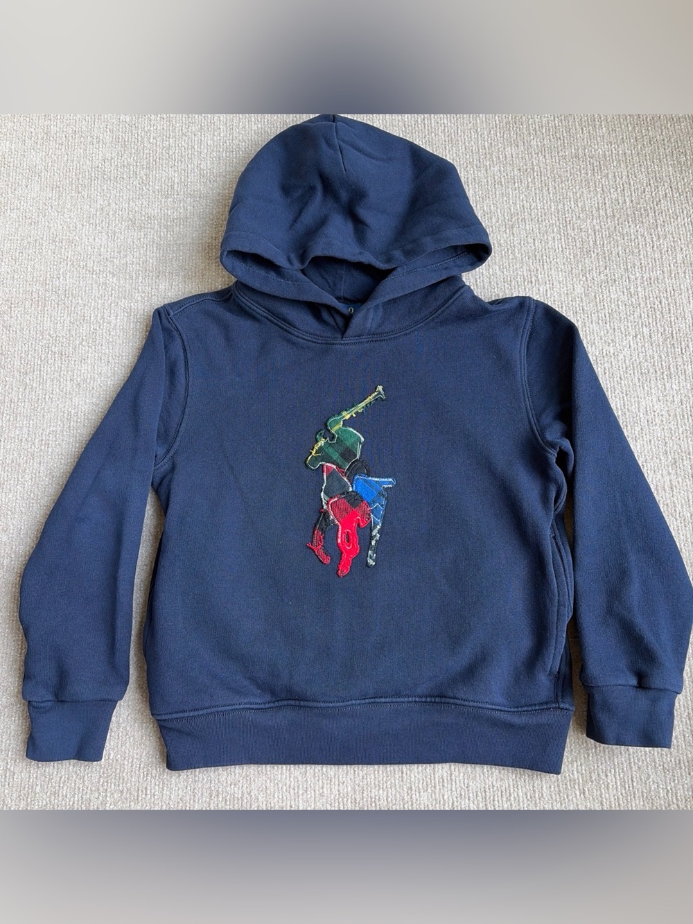 Polo Ralph Lauren Boy’s Sz 7 Plaid Big Pony Fleece Hoodie